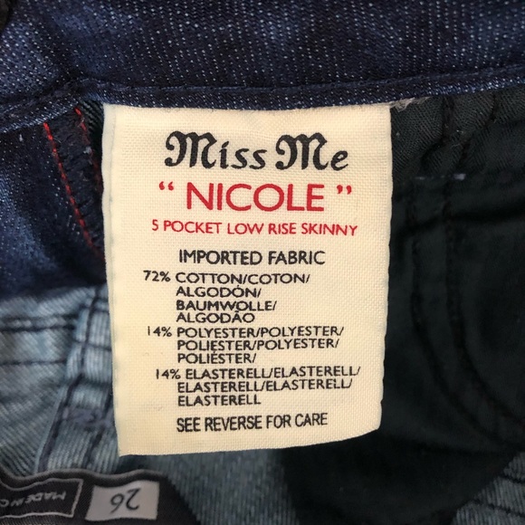 Miss Me Low Rise Nicole Skinny Jeans, Size 26 - Picture 5 of 5